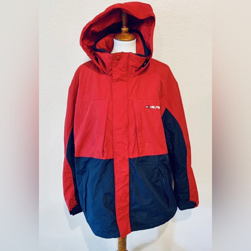 Vintage 90's Tommy Hilfiger Colorblock Winter Men's Parka Ski Cost Jacket XL